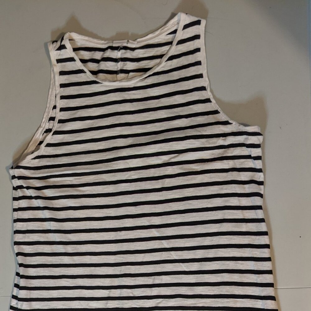 Gap Women's Sleeveless Navy Striped Dress - Size Large